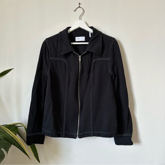 BLDWN Layne Full Zip Black Jacket White Stitch Accent Size L - Picture 1 of 7